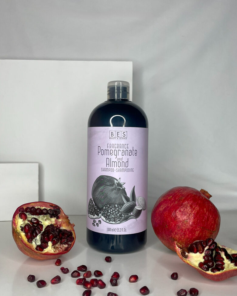 BES FRAGRANCE šampūns ar granātābolu un mandeļu aromātu 1000ml